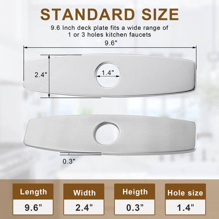 ARCORA 9.6 In. Stainless Steel Kitchen Sink Faucet Hole Cover Deck